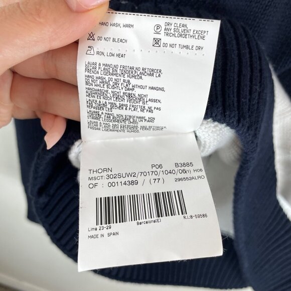 Burberry London B56 Cotton 1/4 Zip Striped Pullover Sweater Navy White Size L - Picture 8 of 11